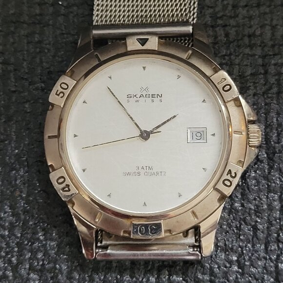 Skagen Mens Swiss Quartz Watch With Stainless Steel Mesh Band Parts/Repair - Picture 2 of 6
